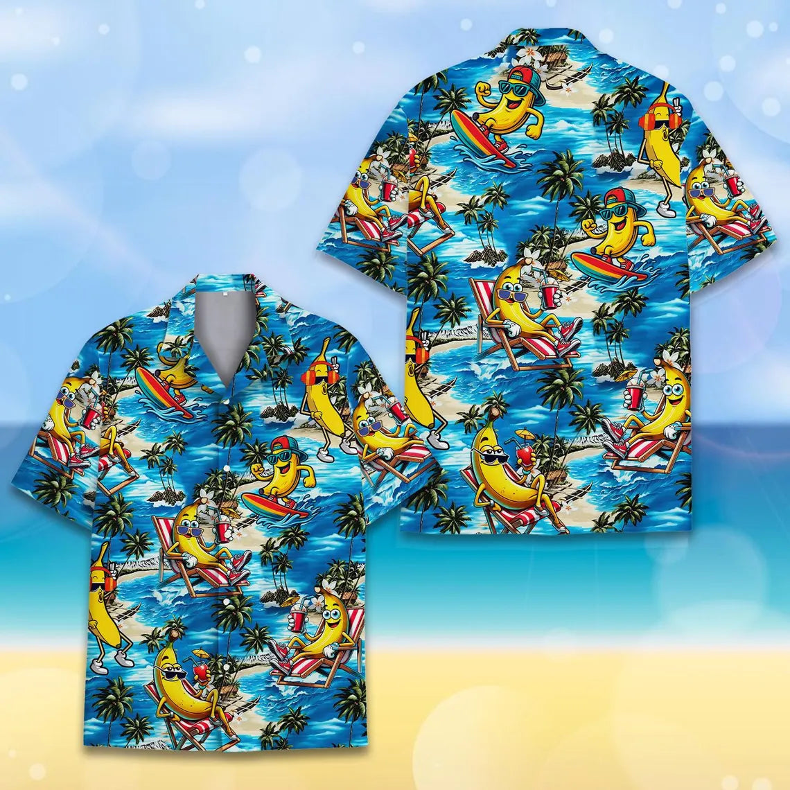 Funny Banana Hawaiian Shirt for Men Women Youth, Hula Banana Button-Down Short Sleeve Shirt, Tropical Summer Beach Party Shirt