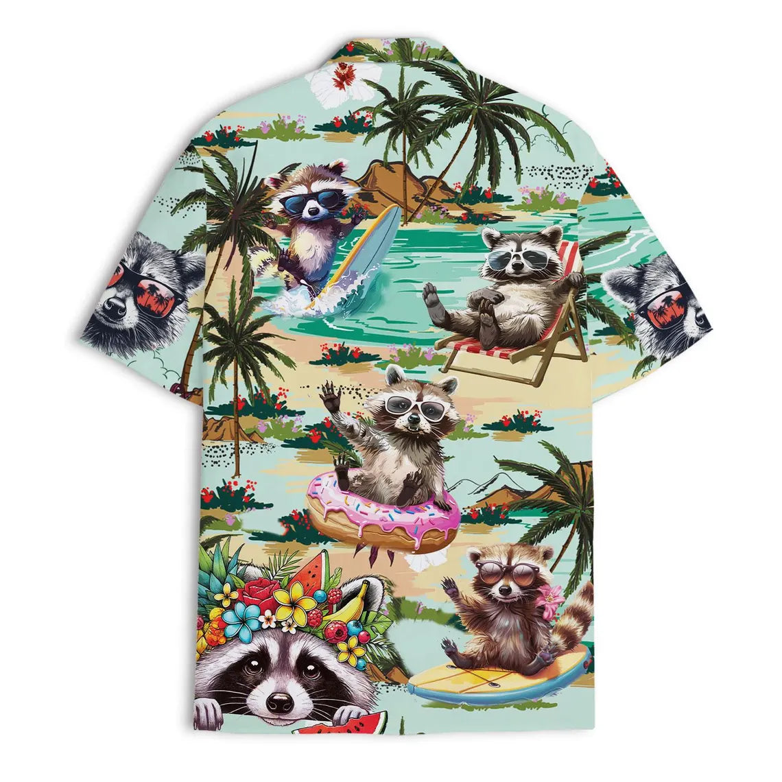 Funny Raccoon Hawaiian Shirt, Summer Beach Vacation Button-Down