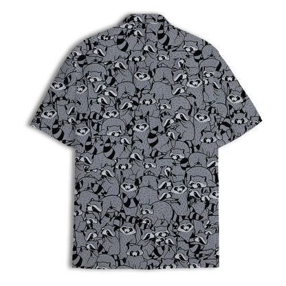 Funny Raccoon Hawaiian Shirt, Tropical Button Down, Summer Beach Shirt