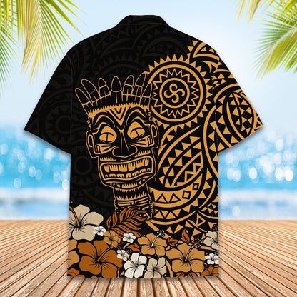 Tiki Tribal Hawaiian Shirt Men Women Youth, Polynesian Luau Party Aloha Shirt