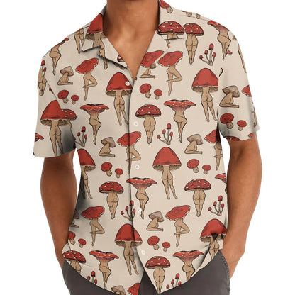 Mushroom Hawaiian Shirt for Men, Funny Novelty Print
