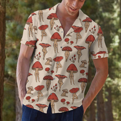 Mushroom Hawaiian Shirt for Men, Funny Novelty Print