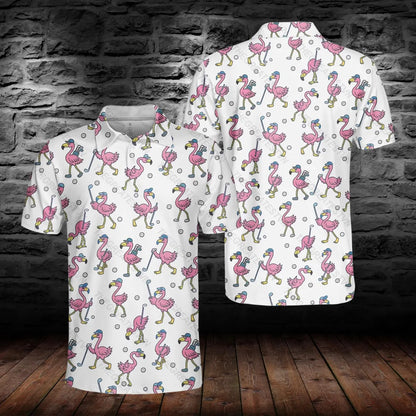 Flamingo Golf Polo Shirt: Funny Sport Outfit for Men/Women