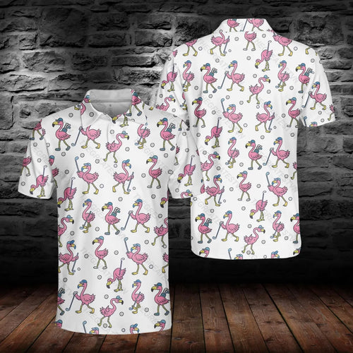 Flamingo Golf Polo Shirt: Funny Sport Outfit for Men/Women