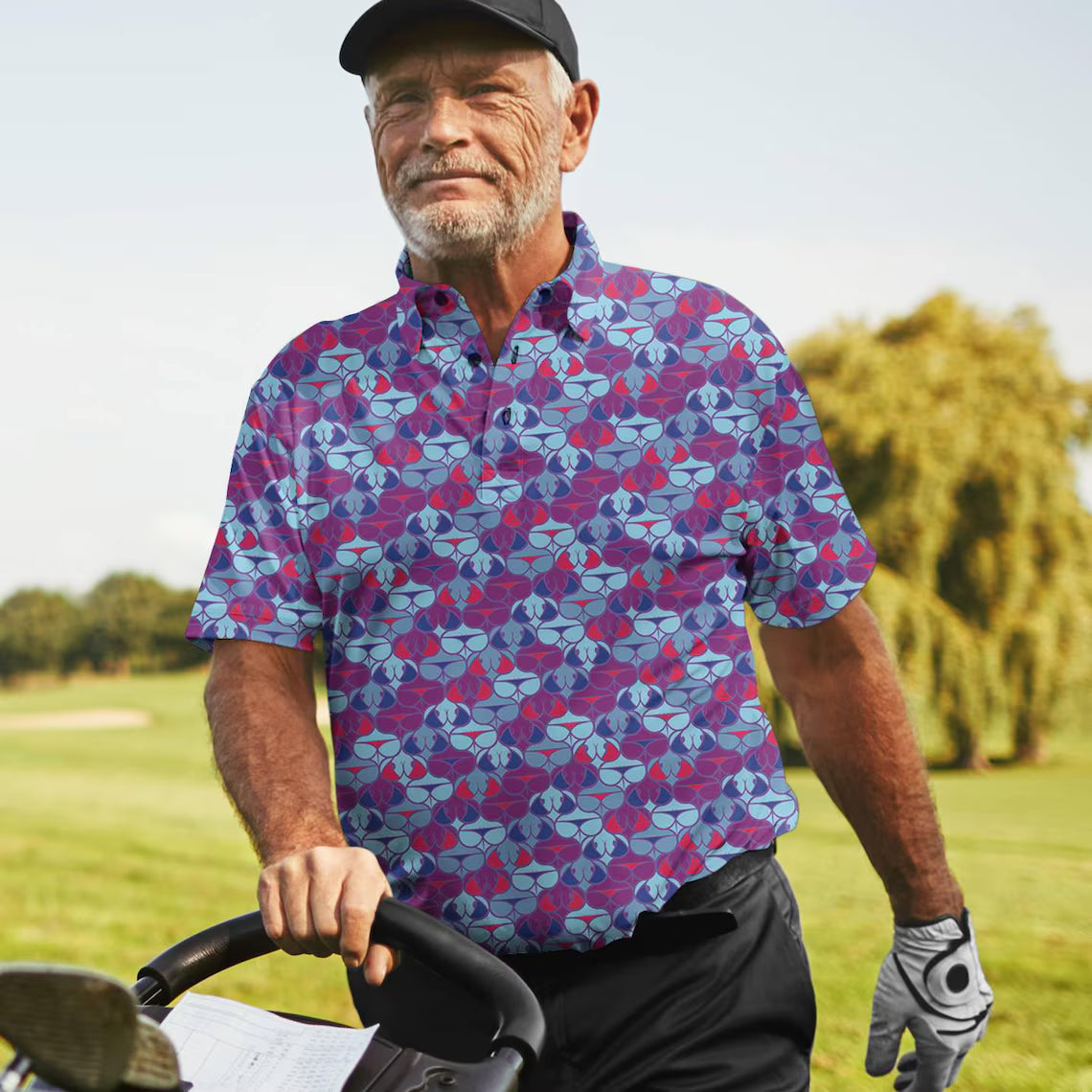 Funny Print Golf Polo Shirt - Men's Short Sleeve, Crazy Design