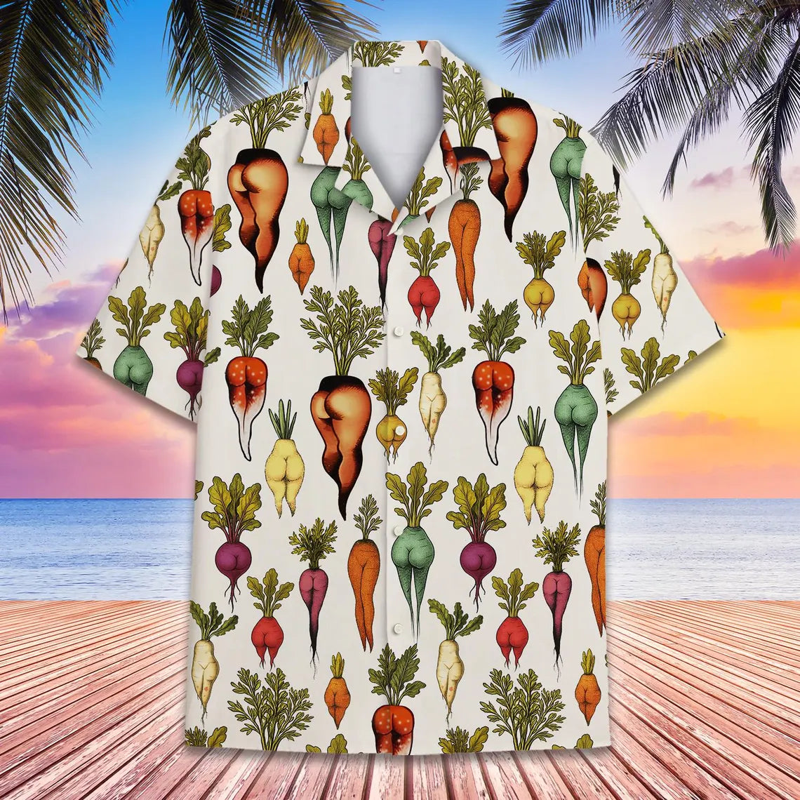 Funny Vegetable Butt Hawaiian Shirt for Men Women Youth, Summer Beach Shirt