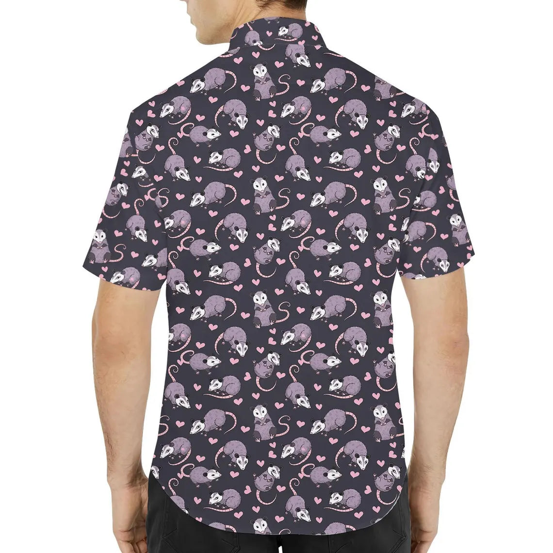 Cute Opossum Hawaiian Shirt Men Women Youth, Funny Possum Shirt, Purple Cartoon Possum Aloha Shirt Button Down, Kawaii Rodent Print Shirt