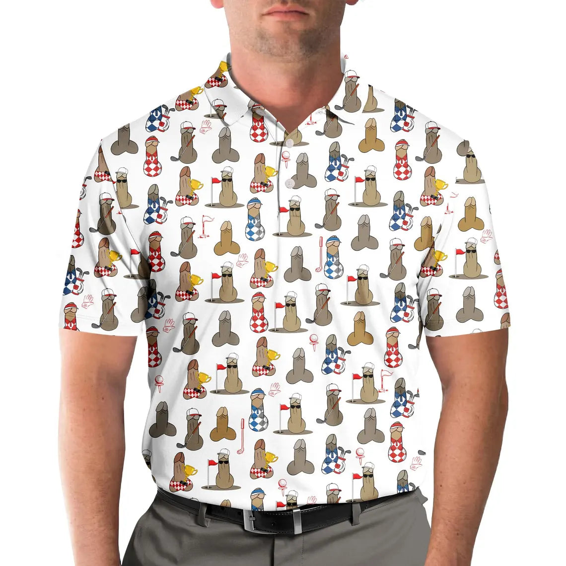 Funny Golf Polo Shirt for Men Women, Golf Button-Up Short Sleeve Shirt