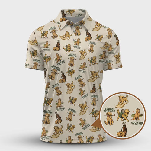 Golden Retriever Golf Shirts, Funny Golden Retriever Golf Shirt For Dog Lovers, Pattern Golf Polos