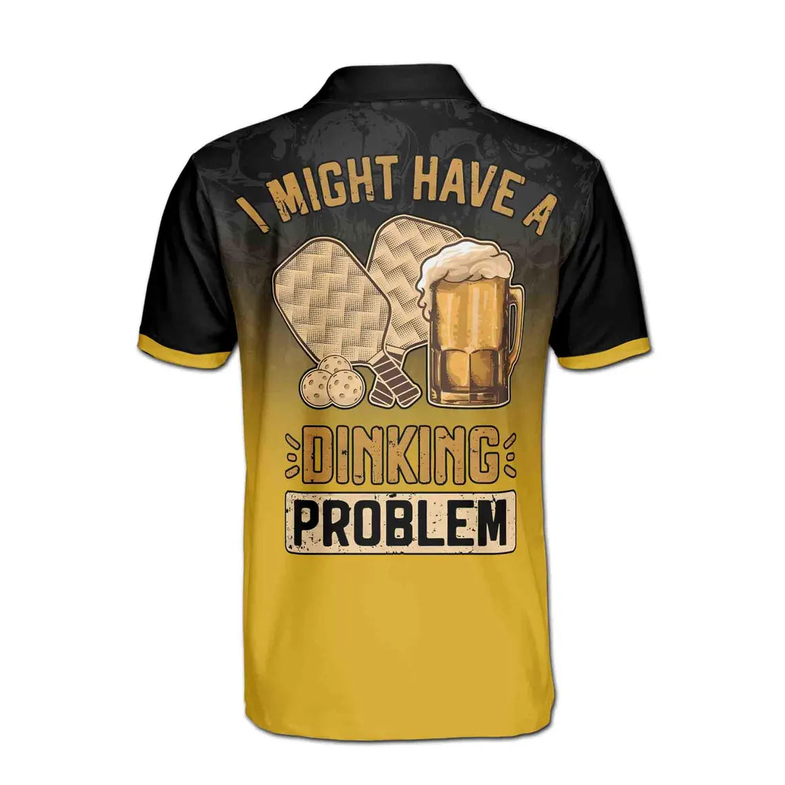 Customize Name Pickleball Paddle Beer Skull Pattern 3D Men's Polo Shirt