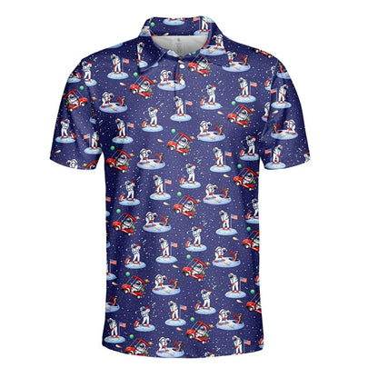 Astronaut Golf Polo Shirt for Men Women, Space Galaxy Shirt, Button Up Short Sleeve Shirt