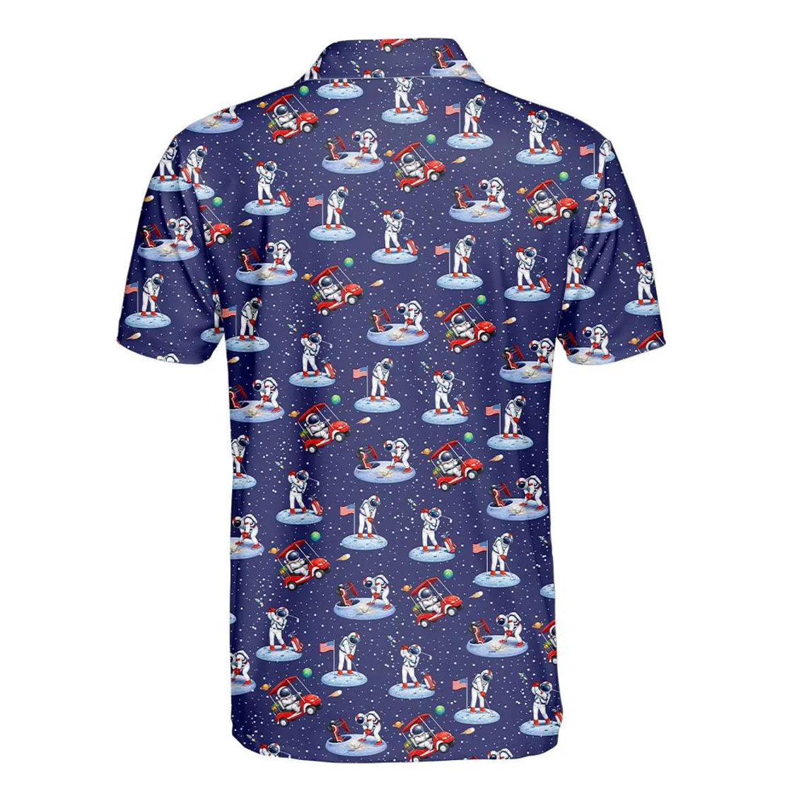 Astronaut Golf Polo Shirt for Men Women, Space Galaxy Shirt, Button Up Short Sleeve Shirt