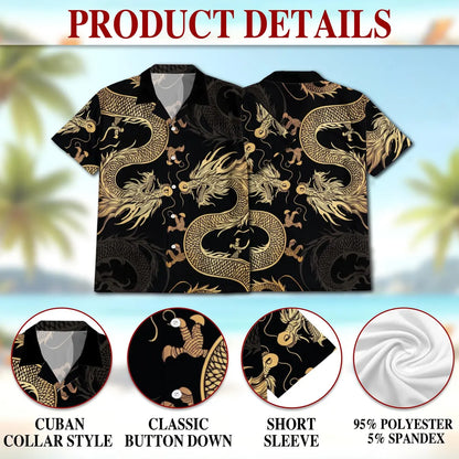 Japanese Dragon Hawaiian Shirt, Dragon Aloha Button Up, Unique Beach Shirt