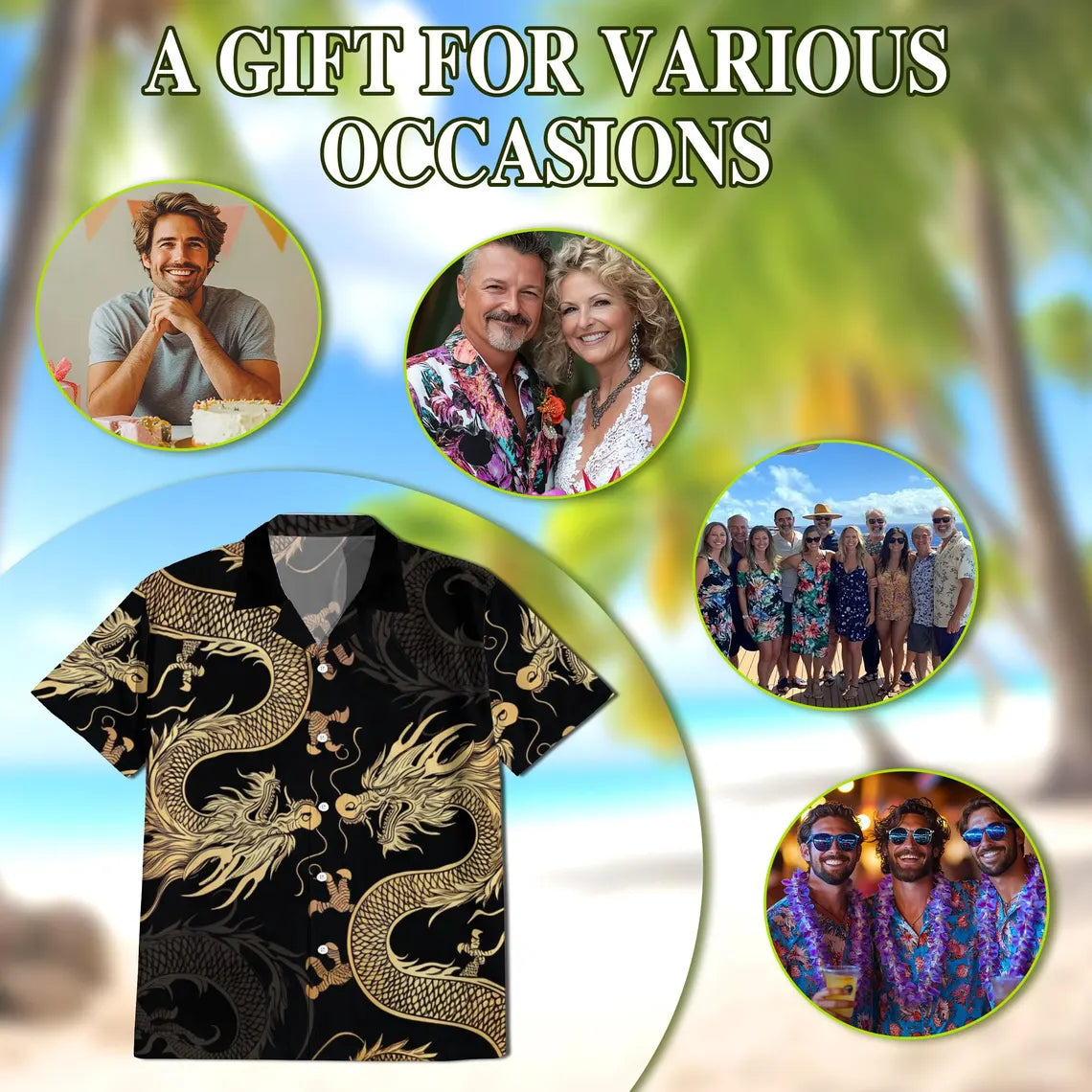 Japanese Dragon Hawaiian Shirt, Dragon Aloha Button Up, Unique Beach Shirt