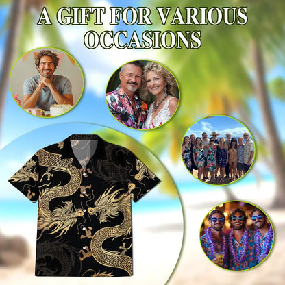 Japanese Dragon Hawaiian Shirt, Dragon Aloha Button Up, Unique Beach Shirt