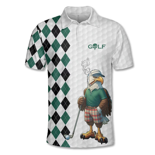 Eagle Golf Polo Shirt: Tropical Golfer, Short Sleeve Button-Up