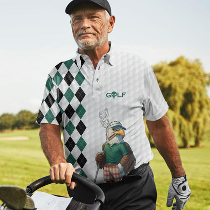 Eagle Golf Polo Shirt: Tropical Golfer, Short Sleeve Button-Up