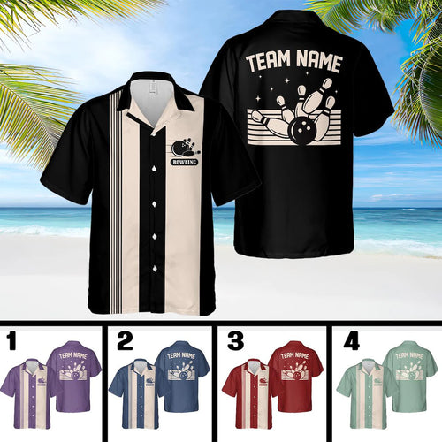 Personalized Retro Bowling Hawaiian Shirt, Custom Name Button Down Shirt
