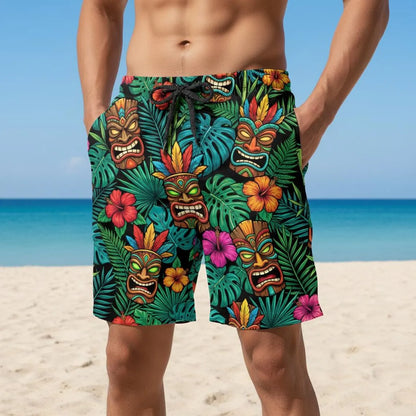 Floral Tiki Hawaiian Shirt for Men Aloha Summer Beach Vacation Luau Gift