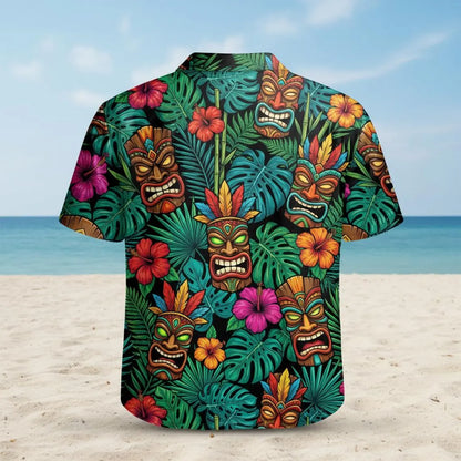 Floral Tiki Hawaiian Shirt for Men Aloha Summer Beach Vacation Luau Gift