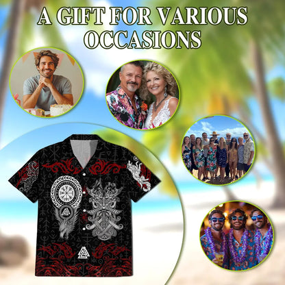 Norse History Viking Fenrir Hawaiian Shirt, Nordic Wolf Aloha Shirt