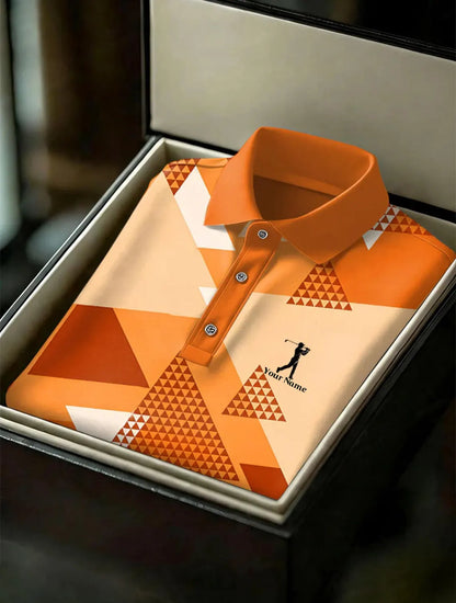 Custom Golf Polo Shirt, Personalized Geometric Golf Shirt For Men, Golf Gift For Him