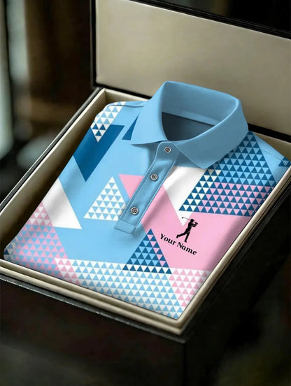 Custom Golf Polo Shirt, Personalized Geometric Golf Shirt For Men, Golf Gift For Him