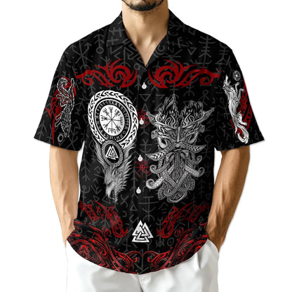 Norse History Viking Fenrir Hawaiian Shirt, Nordic Wolf Aloha Shirt