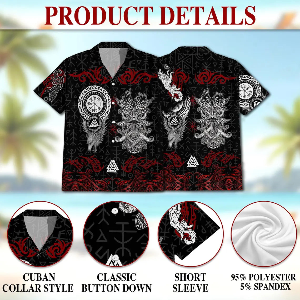 Norse History Viking Fenrir Hawaiian Shirt, Nordic Wolf Aloha Shirt