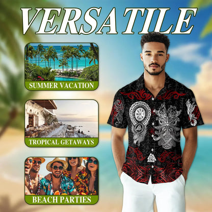 Norse History Viking Fenrir Hawaiian Shirt, Nordic Wolf Aloha Shirt