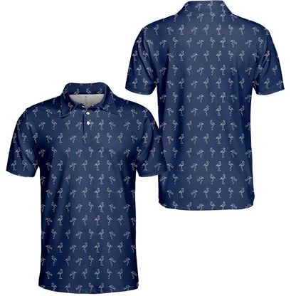 Flamingo Polo Shirt for Men Women, Funny Flamingo Golf Shirt Button Up, Tropical Golf Shirt, Cute Flamingo Print Summer Polo Gift