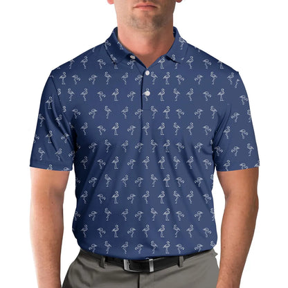 Flamingo Polo Shirt for Men Women, Funny Flamingo Golf Shirt Button Up, Tropical Golf Shirt, Cute Flamingo Print Summer Polo Gift