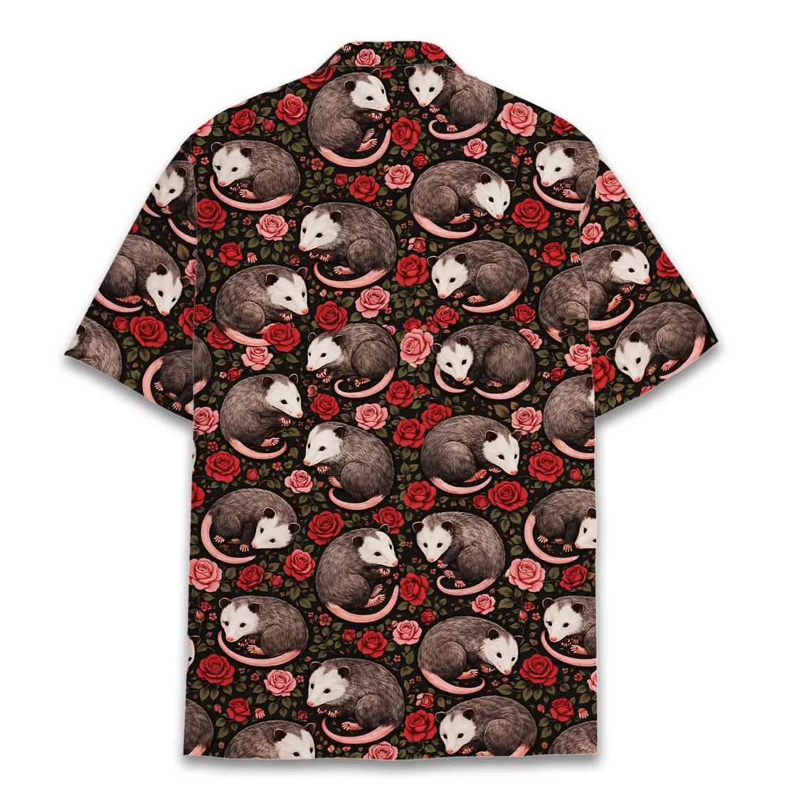 Opossum with Roses Hawaiian Shirt Unisex, Funny Possum Shirt Button Up, Summer Beach Short Sleeve Shirt, Anima Lovers Gift