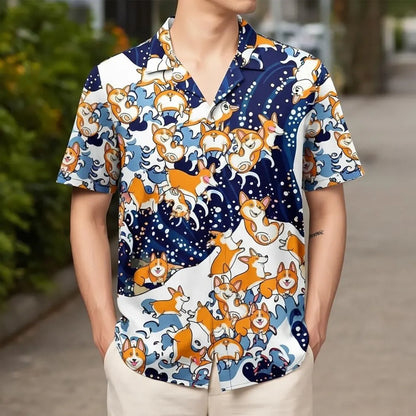 Funny Corgi Hawaiian Shirt, Cute Dog Lover Button Down