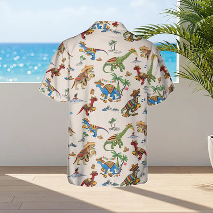 Dinosaur Taco Fiesta Hawaiian Shirt, Mexican Food Dino Party Button Down