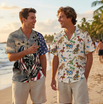 Dinosaur Taco Fiesta Hawaiian Shirt, Mexican Food Dino Party Button Down