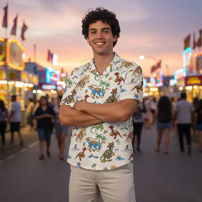 Dinosaur Taco Fiesta Hawaiian Shirt, Mexican Food Dino Party Button Down