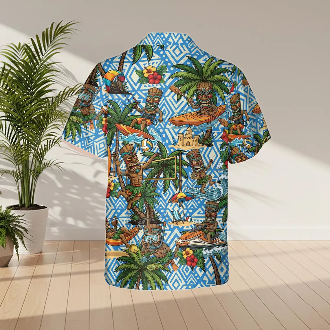 Tiki Tribal Hawaiian Shirt, Tropical Island Summer Beach Wear
