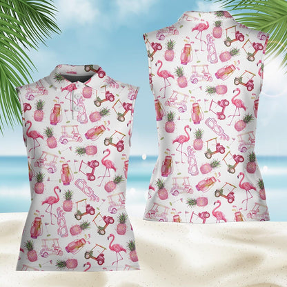 Flamingo Golf Polo Shirt for Men and Women, nk Pineapple Aloha Shirt