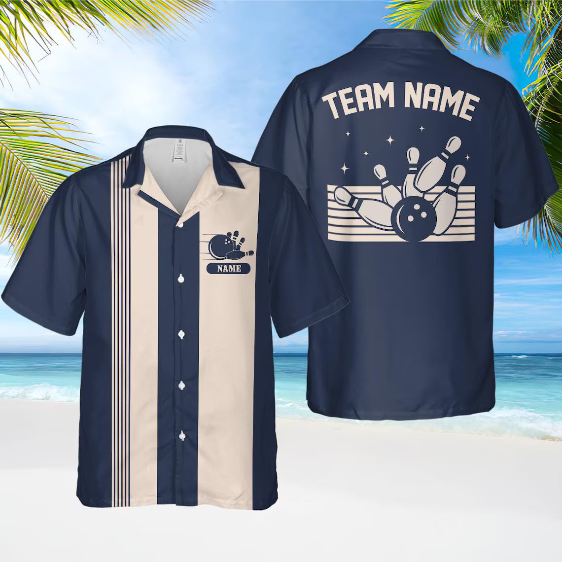Personalized Retro Bowling Hawaiian Shirt, Custom Name Button Down Shirt
