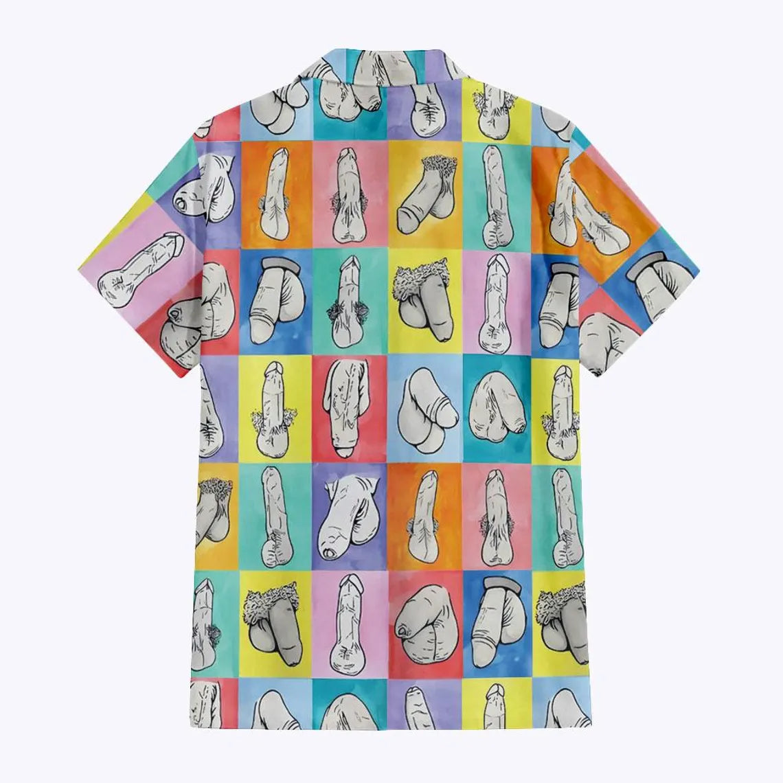 Funny Color Block Hard Big Dick Penis Hawaiian Shirt