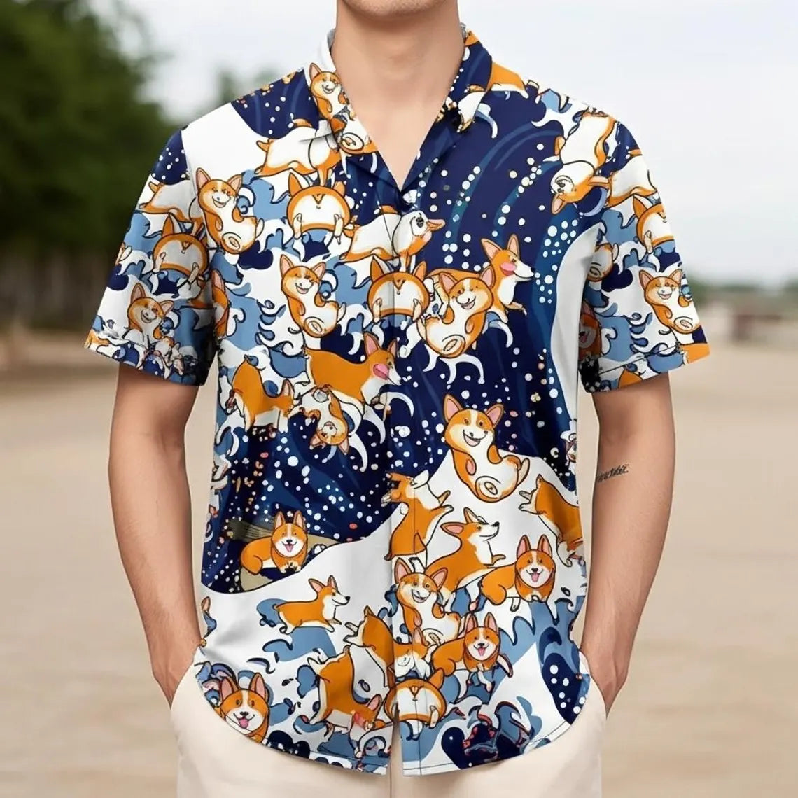 Funny Corgi Hawaiian Shirt, Cute Dog Lover Button Down