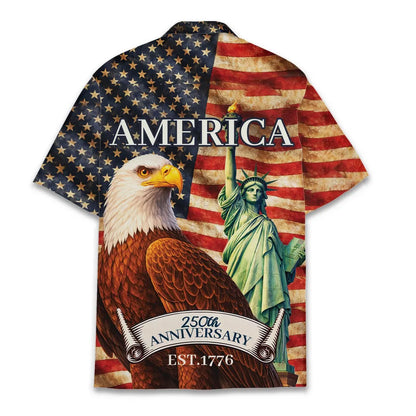 Happy Fourth of July Hawaiian Shirt Adult Youth, Patriotic Aloha Shirt Button Up