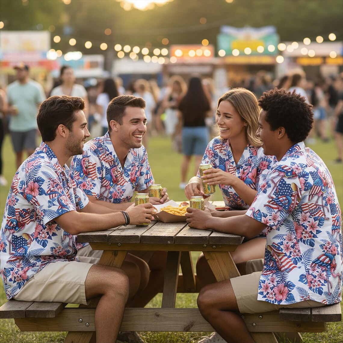 Patriotic Flamingo American Flag Hawaiian Shirt, Tropical Uncle Sam Bird Print, USA Pride Button Up, Funny 4th of July Summer Top