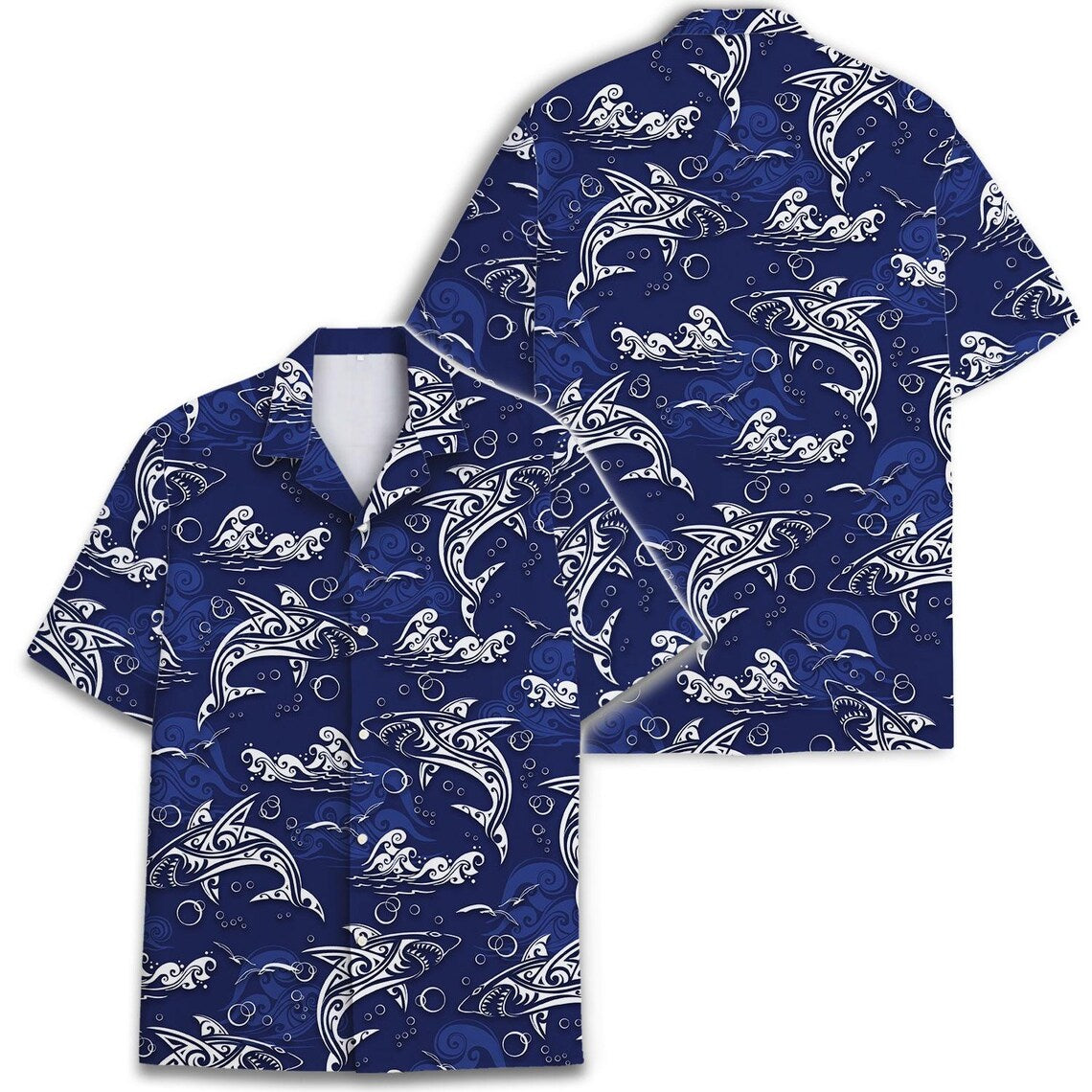 Shark Hawaiian Shirt: Retro Surfing Print, Blue Ocean Tropical Shirt