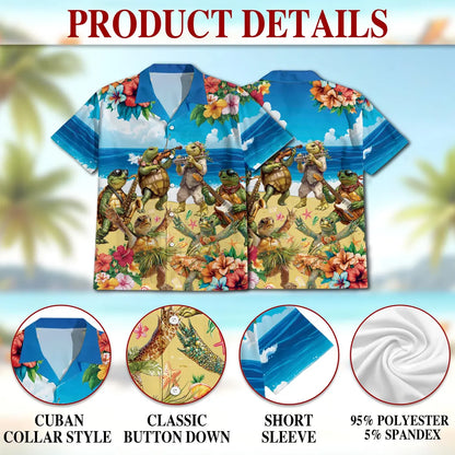 Turtle Hawaiian Shirt, Funny Turtle Music Shirt, Sea Turtle Aloha Shirt
