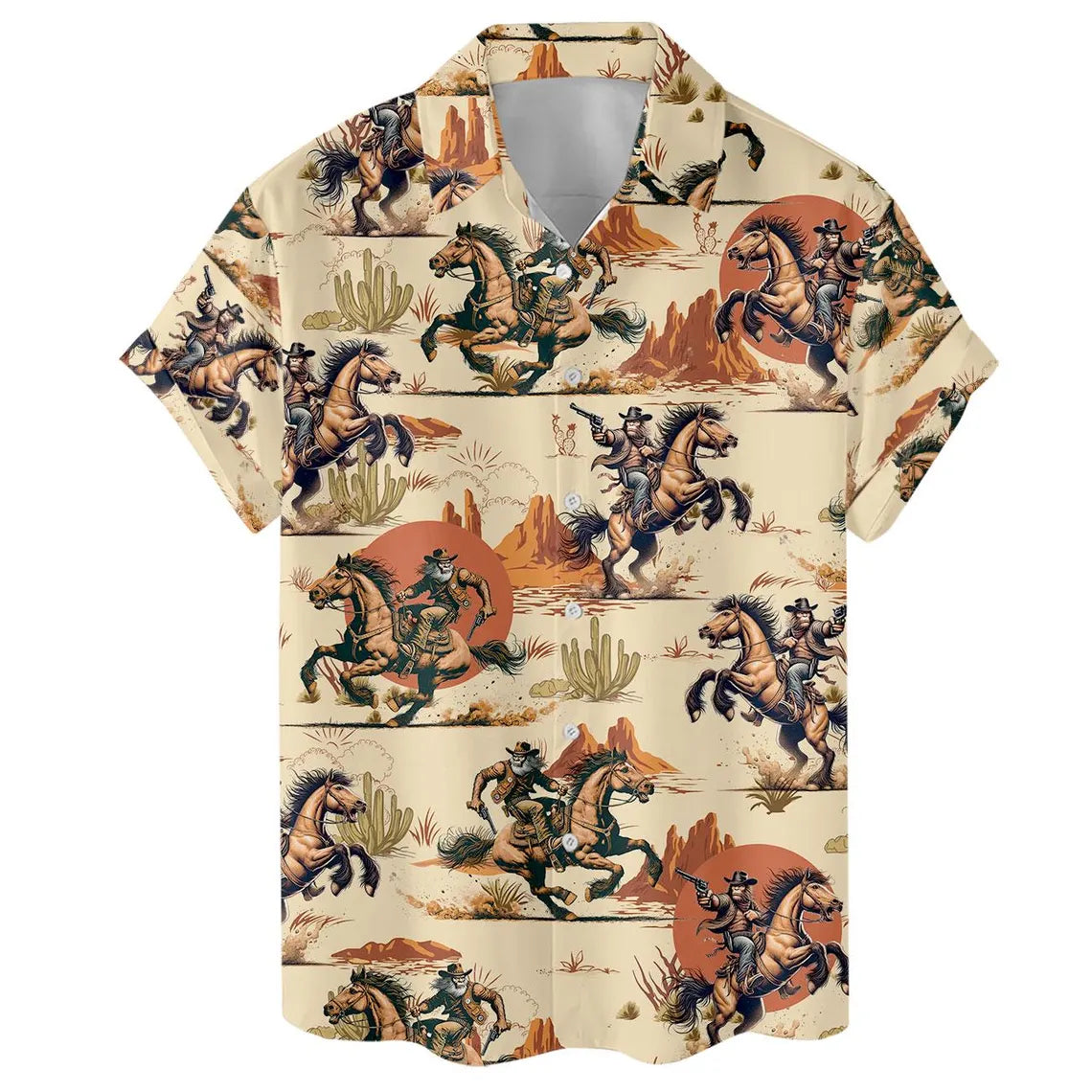 Funny Bigfoot Cowboy Hawaiian Shirt: Vintage Mens Button Down Shirt