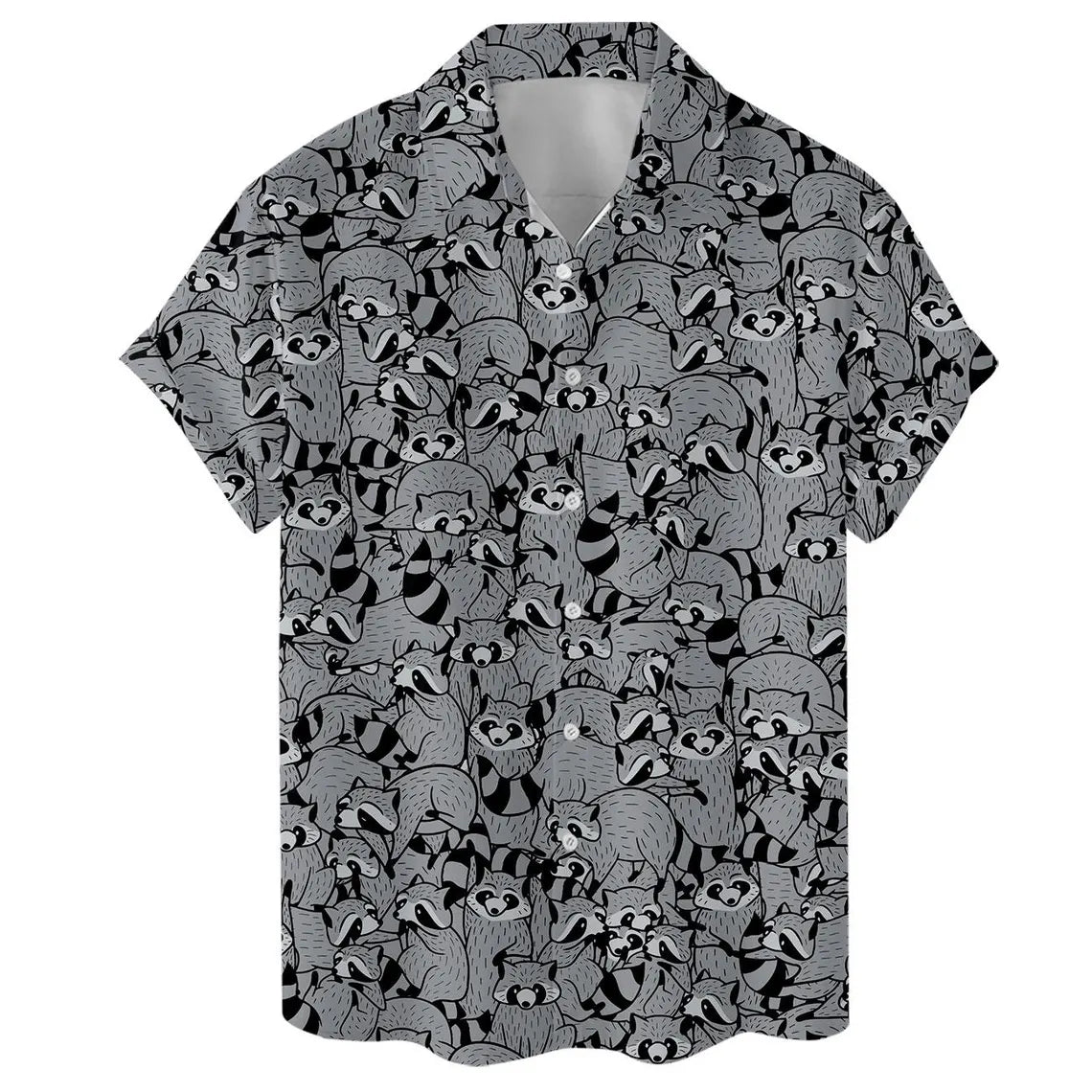 Funny Raccoon Hawaiian Shirt, Tropical Button Down, Summer Beach Shirt