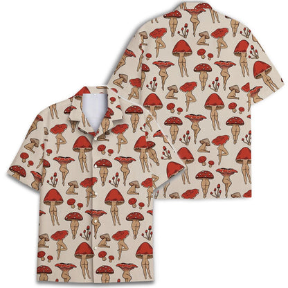 Mushroom Hawaiian Shirt for Men, Funny Novelty Print