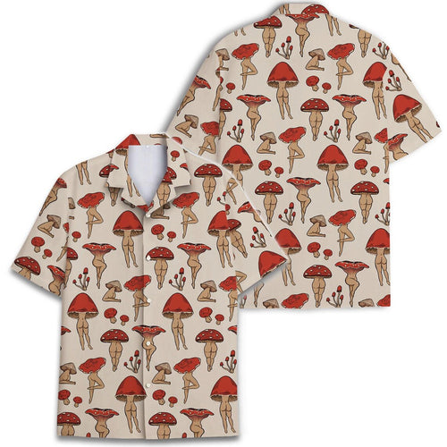 Mushroom Hawaiian Shirt for Men, Funny Novelty Print